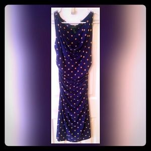 Ralph Lauren Purple Polka Dot Ruched Dress